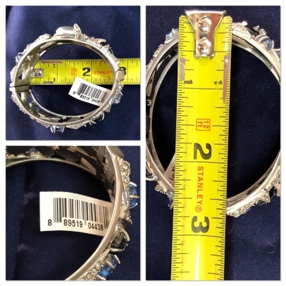 Alexis Bittar multi crystal matte rhodium 10k gold plated brass bangle bracelet - Picture 8 of 8